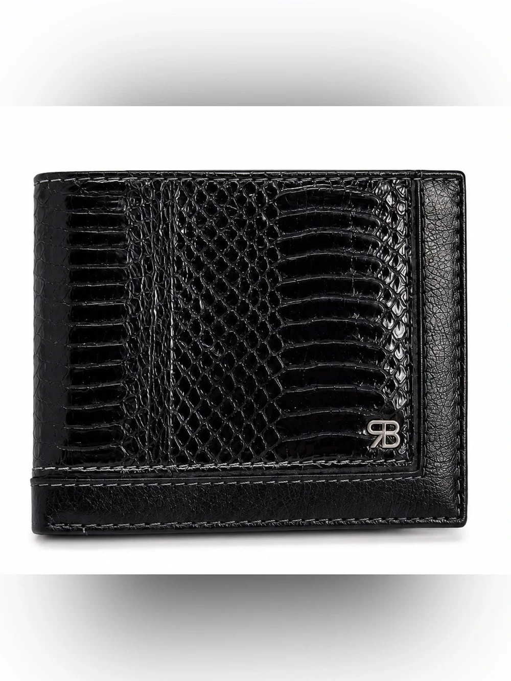 Renato Balestra Italy Men's Black Leather Python Embossed BiFold Wallet NIB